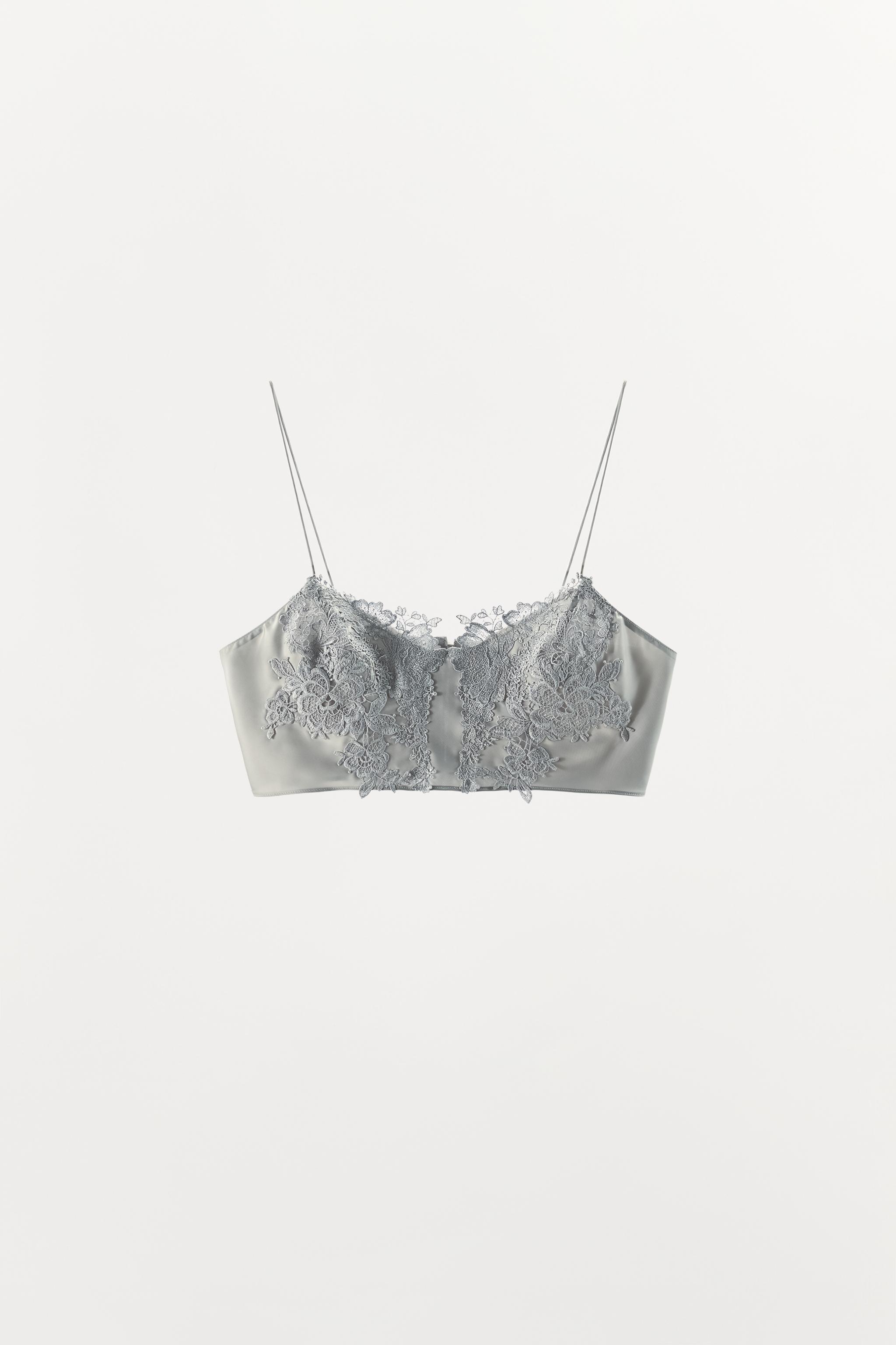 SATIN EFFECT LACE CROP TOP